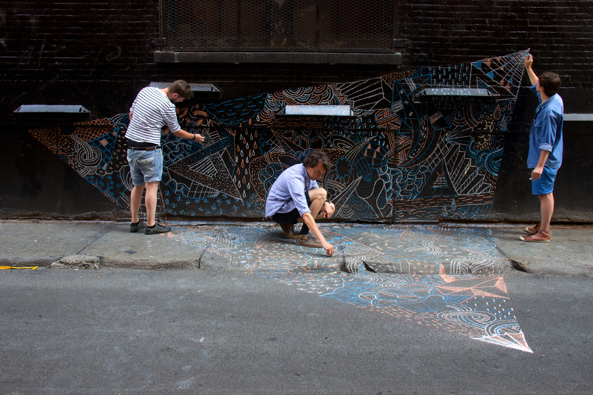 Spontane Kreideperformance in Manhatten, 2012, NYC, USA